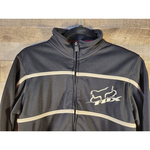 Fox Racing Youth Track Jacket Black with stripes Kids Large - Picture 1 of 10